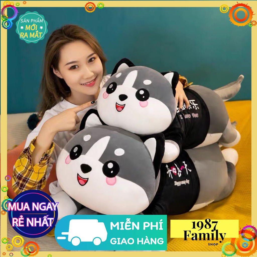 Gấu Bông Mèo Husky Siêu Khổng Lồ -Thú Nhồi Bông Gối Ôm đi NGủ Siêu Thích Mèo Mắt Tròn Đáng Yêu⭐Nỉ nhung Hàn Quốc u⭐D-MHK