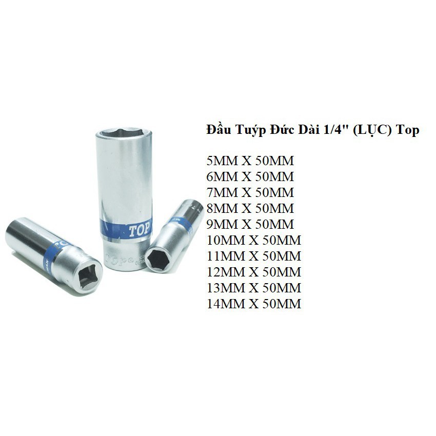 Đầu típ GERMANY 1/4" DÀI LỤC GIÁC (Đầu khẩu lục giác- Thân dài 50mm)