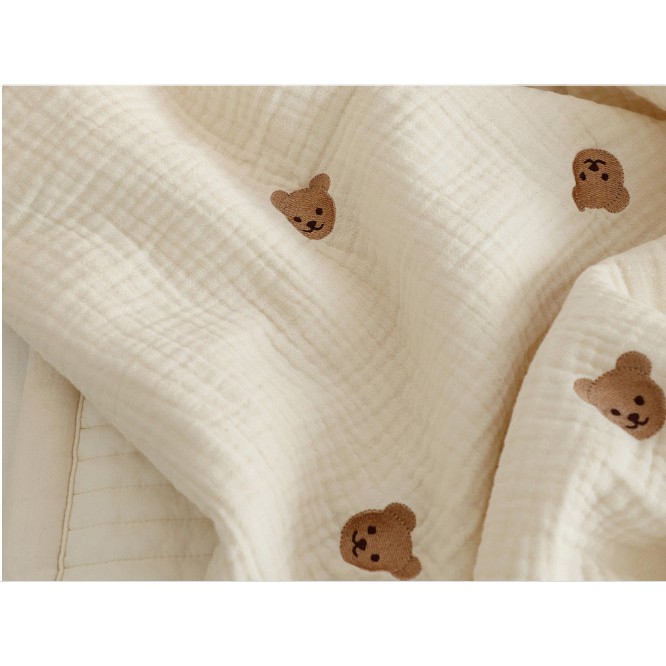 New Chăn Xô 6 Lớp Chezbebe Thêu Hình Gấu Shegomi