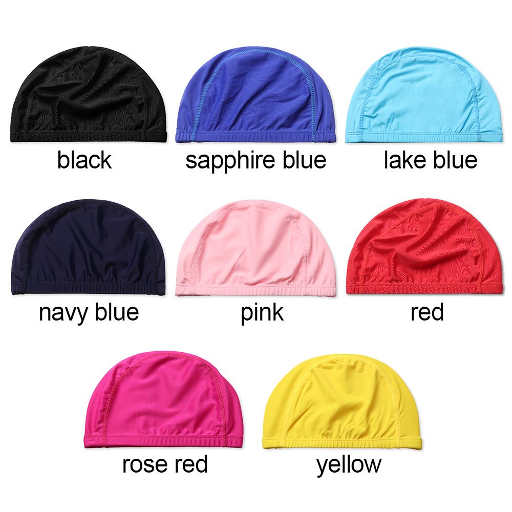 SHOUHOU Solid Color Dome Men&amp;Women Swimming Cap Nylon Elastic Turban Long Hair Protect Free Size Five-line Design