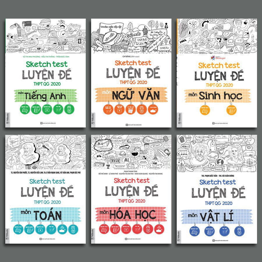 Sách - Combo 6 cuốn Sketch test luyện đề THPT QG 2020 môn Sinh Học + Vật Lí + Tiếng Anh + Hóa Học + Ngữ Văn + Toán