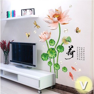 Decal dán tường Hoa sen hồng