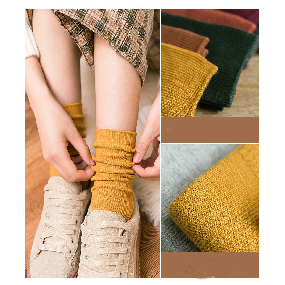 Vớ cotton cổ cao phong cách Hàn Quốc thanh lịch dành cho nữ
