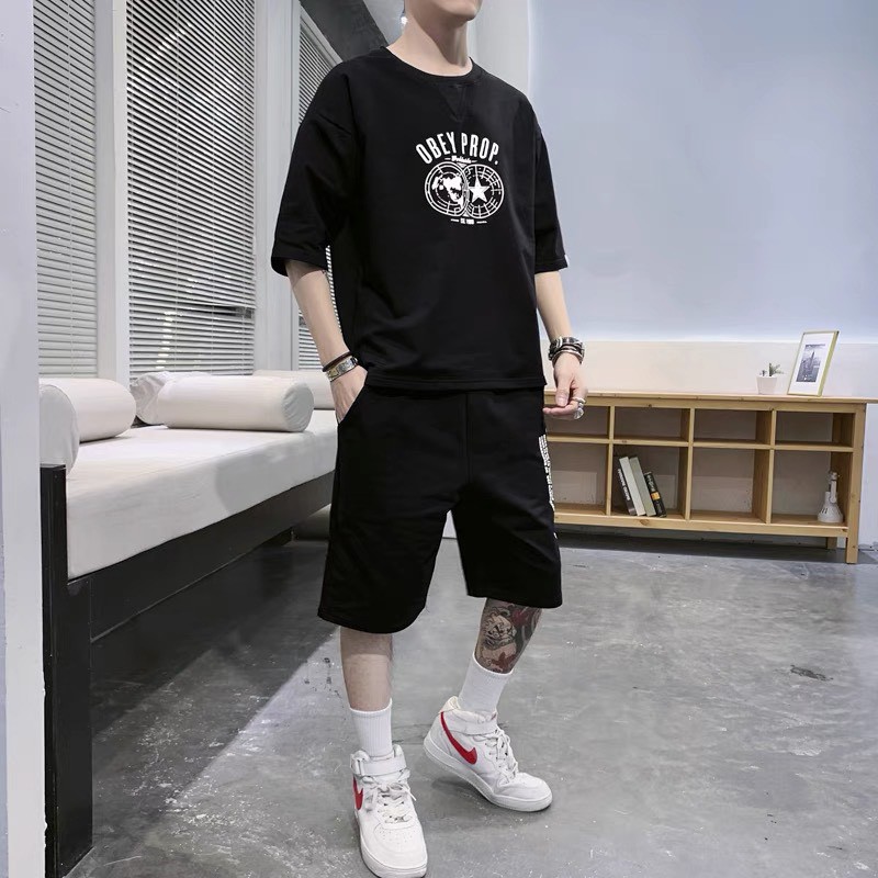 Bộ đồ mặc nhà,bộ cộc tay OBEY PROP,quần áo tập gym chất thun cotton-ANPAZA | BigBuy360 - bigbuy360.vn