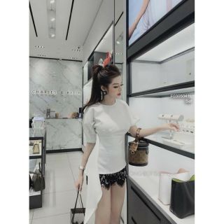 Set áo vạt xéo quần đùi ren