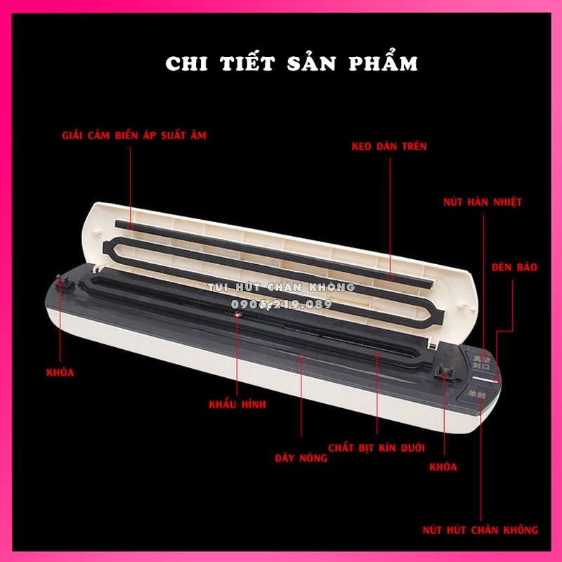 Máy Hút Chân Không Thực Phẩm [ĐỘNG CƠ KÉP] Kèm Hàn Miệng Túi Vacuum Sealer Chính Hãng - Tặng 10 Túi