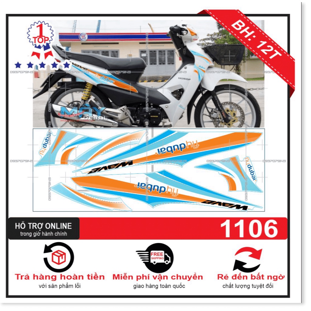 ( Quí khách vui lòng mang ra tiệm cho thợ dán ) Tem wave 2016 dubai trắng