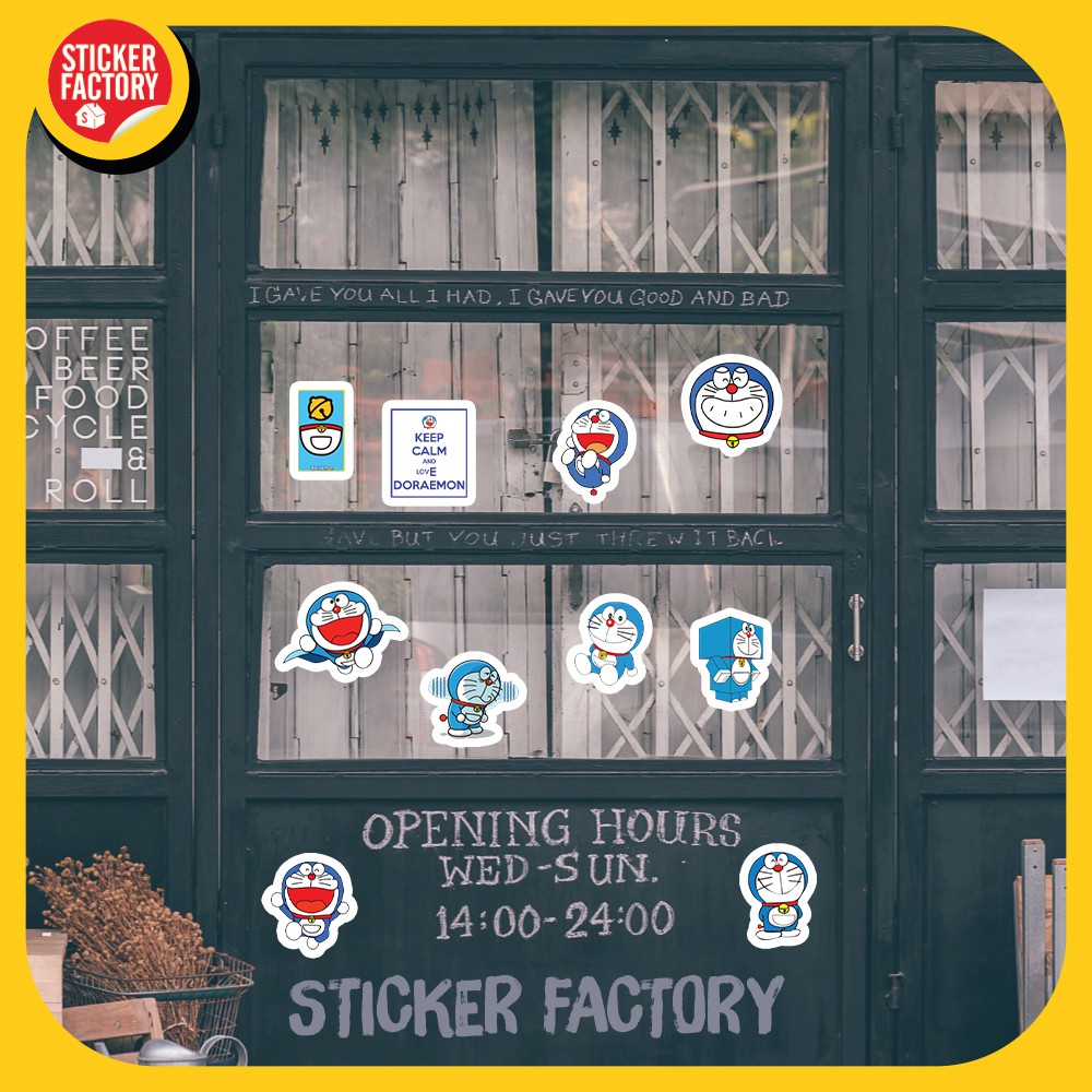 Doraemon - hộp set 100 sticker decal hình dán dễ thương, trang trí nón bảo hiểm , laptop, xe máy, ô tô - STICKER FACTORY