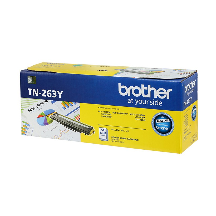 Mực in laser màu Brother TN-263Y (vàng) cho máy in HL-L3230CDN/ DCP-L3551CDW/ MFC-L3750CDW - Hàng Chính Hãng