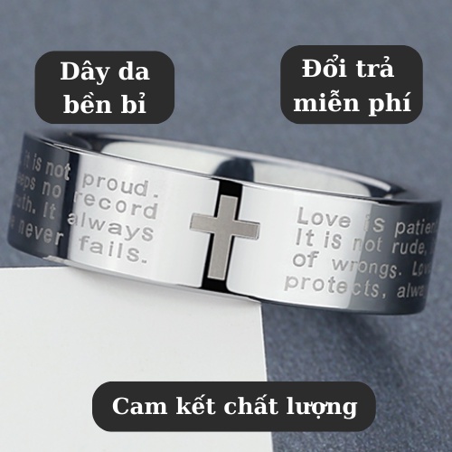 Nhẫn nam nữ tròn Unisex màu bạc Thời trang hàn quốc Punstore chất liệu Titan đẹp đơn giản - Nhẫn Đen Bạc Cross