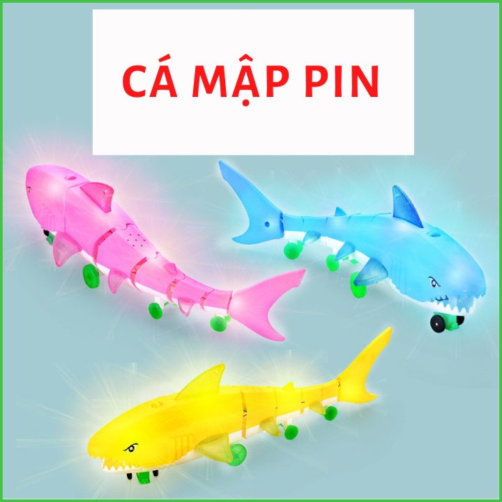 Cá mập vây đuôi chạy Pin - Có đèn phát nhạc ( có TẶNG kèm 3 pin AA)