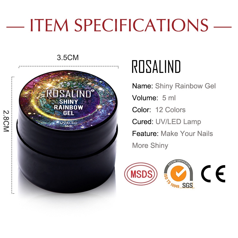Gel sơn móng tay Rosalind màu cầu vồng thời trang 5ml