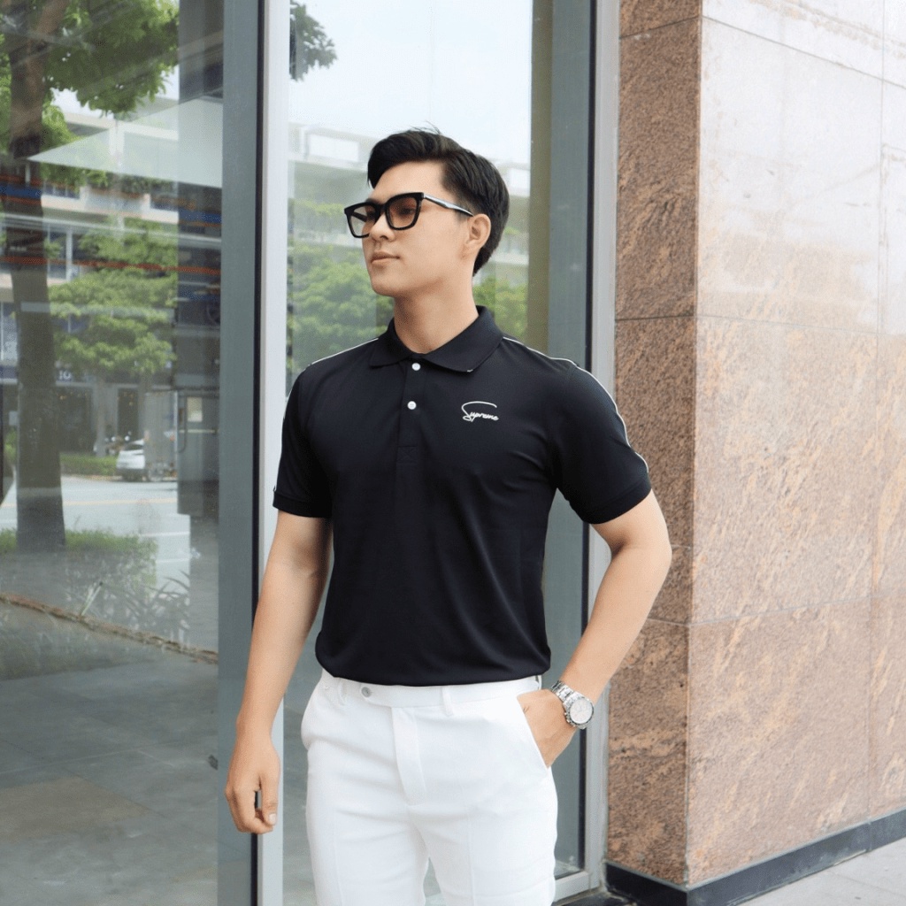 Áo Thun Nam Polo Cổ Trụ 3 Màu Chất Cotton Mềm Thấm Hút Tốt Đủ Size Phối Chữ Ký Siêu Đẹp NEW UNISEX