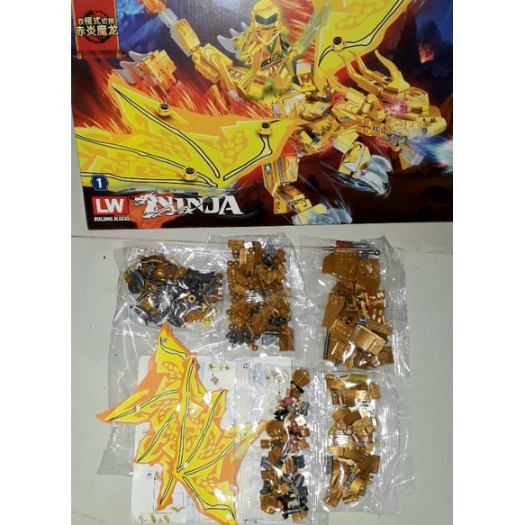 Lắp ráp 1 hộp Ninjago cưỡi Rồng 1045 có trên 300 chi tiết bằng nhựa ABS rất đẹp