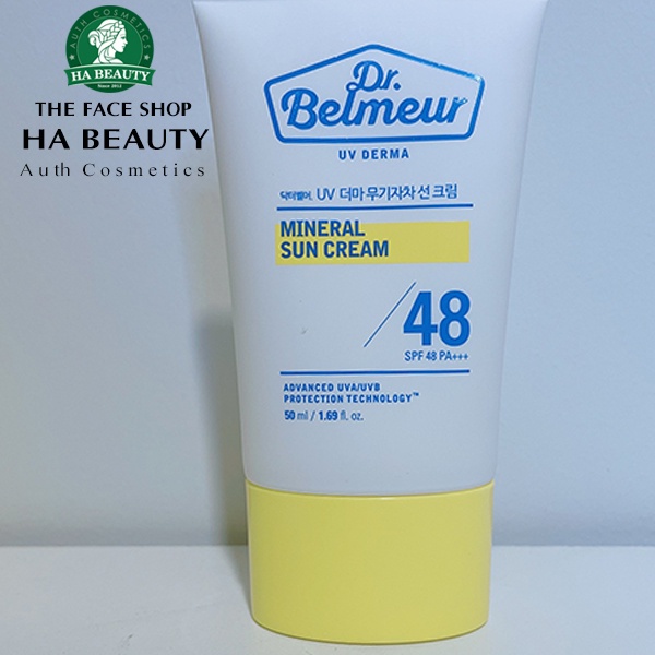 (AUTH_Korea)Kem Chống Nắng vật lý Màng Khoáng DR.BELMEUR MINERAL SUN CREAM SPF 48 +++ The Face Shop