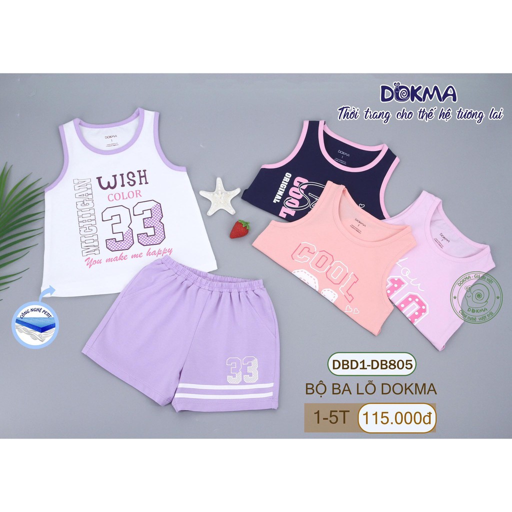 (1-5Y) Bộ ba lỗ xinh xắn vải cotton cho bé gái - DOKMA