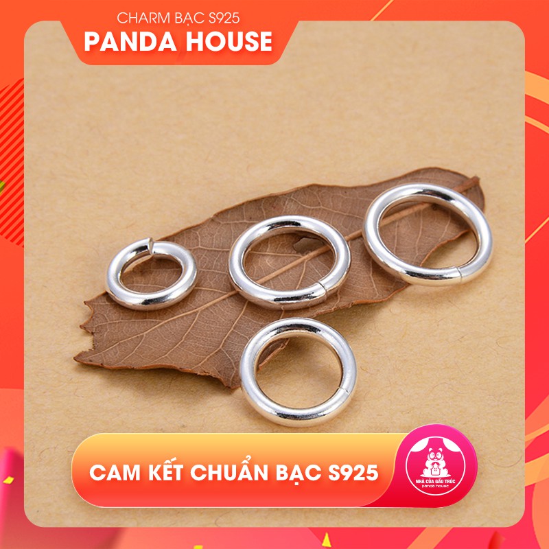 Charm bạc trắng s925 khoen tròn hở - Panda House