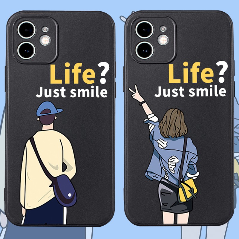 JURSUE Soft Silicone Matte Case For iPhone 12 11 Pro Max X Xs Max XR 8 7 6 6S Plus Shockproof Protective Creativity Cartoons Couple Phone Cover Casing All