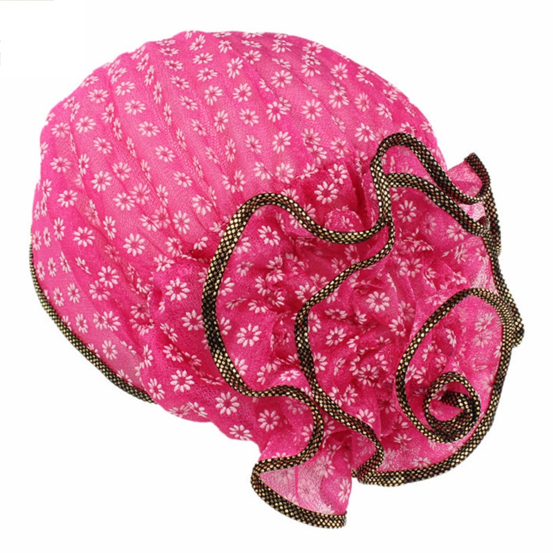 Mũ Trùm Đầu Co Giãn Đính Hoa Lớn Chống Rụng Tóc Cho Nữ
