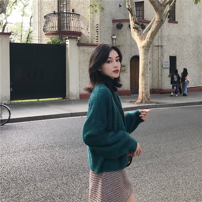 Áo khoác Cardigan dệt kim cổ chữ V form rộng phong cách Hàn Quốc | BigBuy360 - bigbuy360.vn