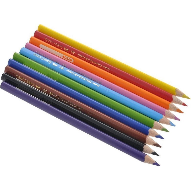 Faber-Castell-11653810-Chì Màu Junior Triangular - 10 Màu Dài + Chuốt