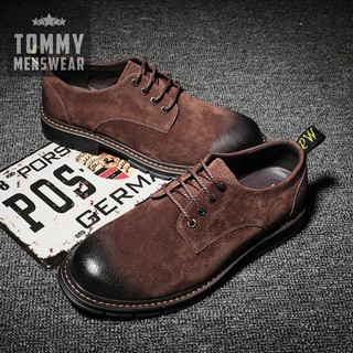 Giày Da Lộn Nam - TẶNG TẤT - Giày Nam Công Sở Dây Buộc Vintage Nhã Nhặn GNK20