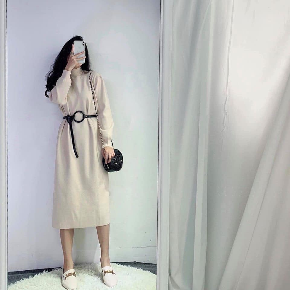 Đầm Dáng Suông Nữ [FREESHIP] 🌸 Đầm umi cổ len tay bo SIÊU ĐẸP 🌸 | BigBuy360 - bigbuy360.vn