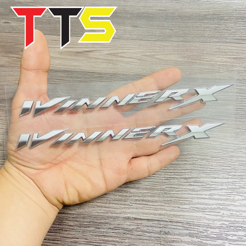Tem logo 3D chữ nổi WINNER X dán trang trí xe máy Honda Winner X chất liệu nhựa cứng zin xi bóng