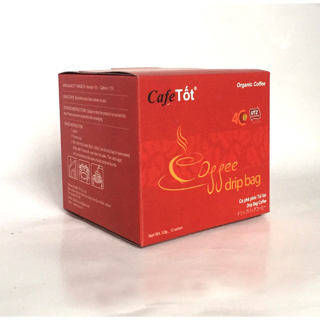 [10 gói x 16 gram] Cà Phê Túi Lọc CafeTot (Cafe Tốt) Phin Giấy Rang Xay 100% Rang Mộc Nguyên Chất Không Phụ Gia