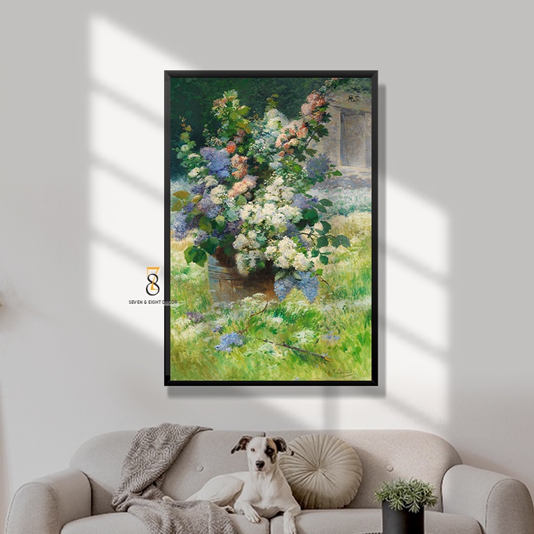 Tranh Canvas | Cành Tử Đinh Hương Và Hoa Thục Quỳ | Tranh Danh Hoạ Châu Âu 1FVARTI012 | Khung Cao Cấp | Tặng Kèm Đinh