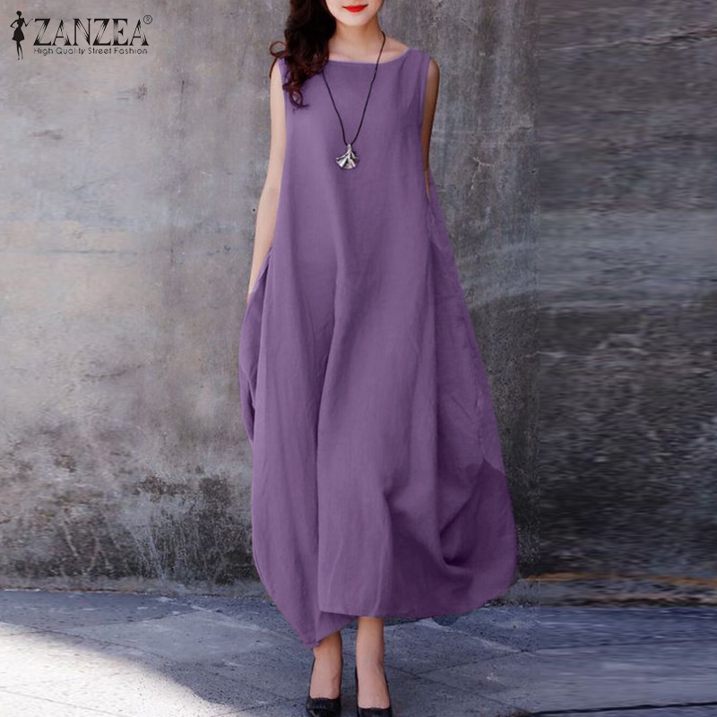 Đầm nữ Zanzea dài không tay thời trang Hàn Quốc