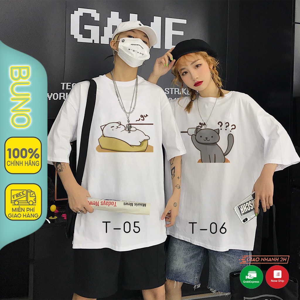 Tổng Hợp Những Mẫu Áo Đôi In Hình Cute, Áo Thun Tay Lỡ In hình Chibi Oversize Streetwear A001