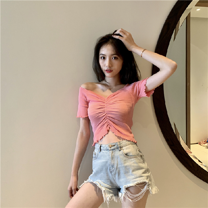 Áo Croptop Nữ Tay Ngắn Phong Cách Hàn Quốc