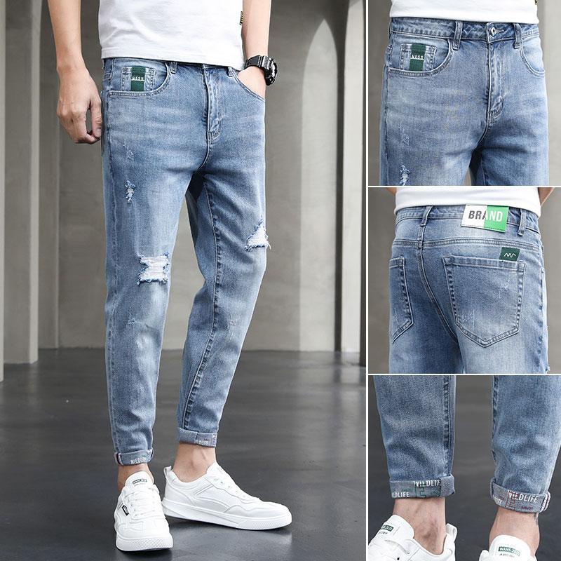 Quần Jean Dài Lưng Vừa Dáng Ôm Kiểu Hàn Quốc Cá Tính Cho Nam