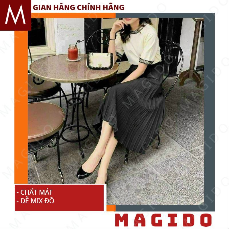 chân váy 💚chân váy xếp ly -dáng dài cạp chun cực xinh, phong cách ulzzang -tiểu thư -thời trang MAGIDO-(ẢNH THẬT)