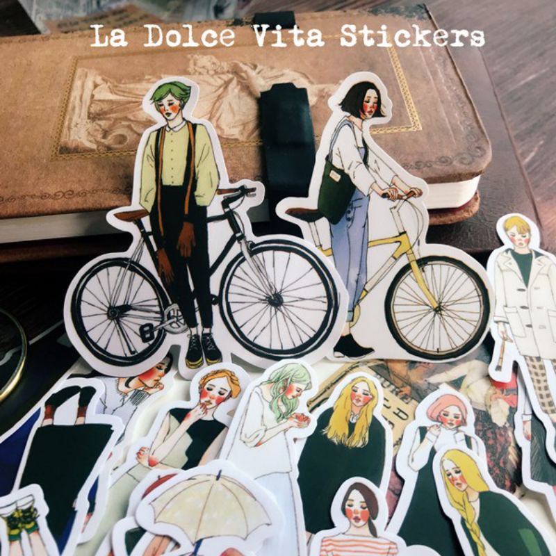 Sticker cô gái trang trí sổ bullet journal, junk journal, scrapbook