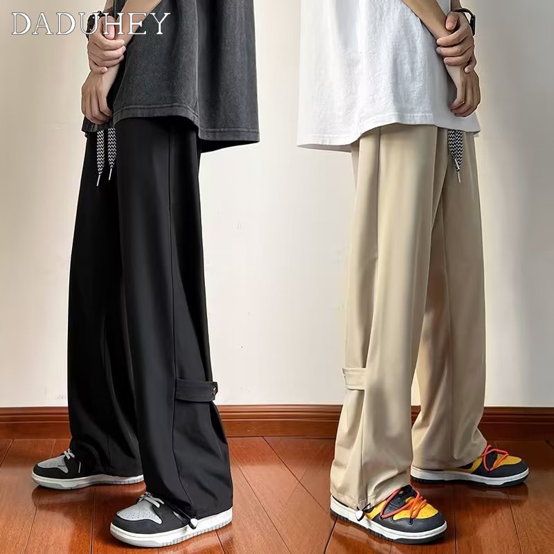DaDuHey Summer Thin Korean Style Trendy Draping Sports Pants Ins Men's High Street Loose Straight Casual Pants