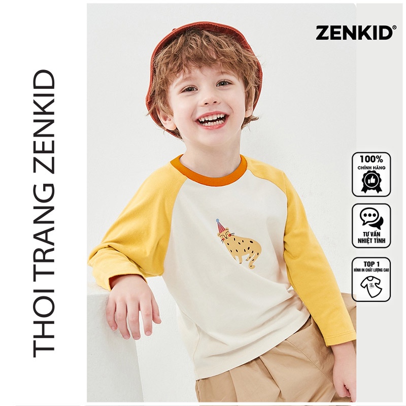 Áo Phông Bé Trai Tay Dài Size Đại Zenkid Áo Thun Bé Trai Xuất Xịn Cotton Basic A4