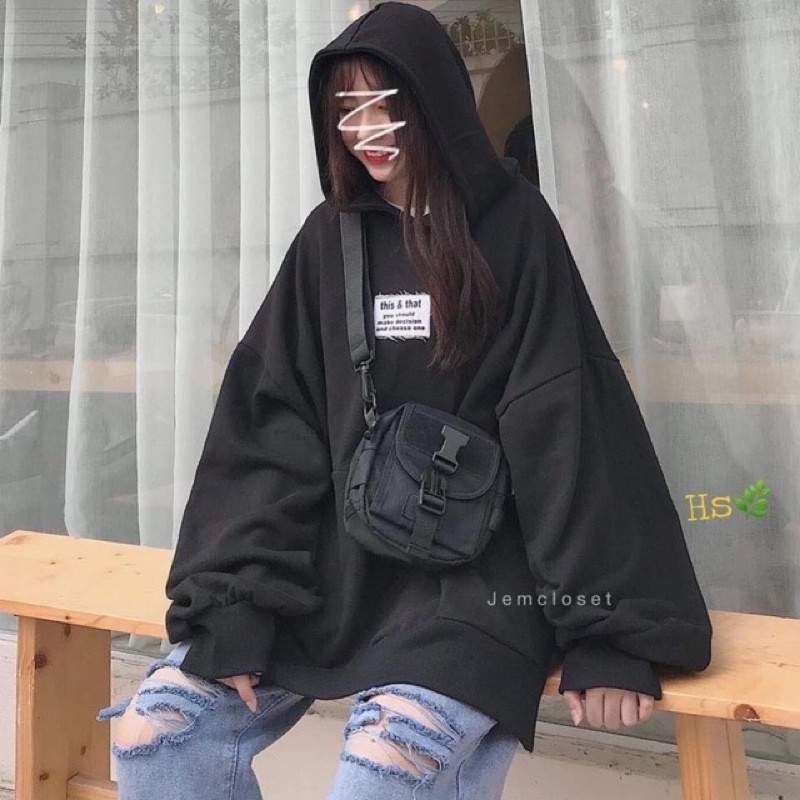  Áo Hoodie Logo THIS THAT From Rộng Unisex (kèm video ảnh thật)