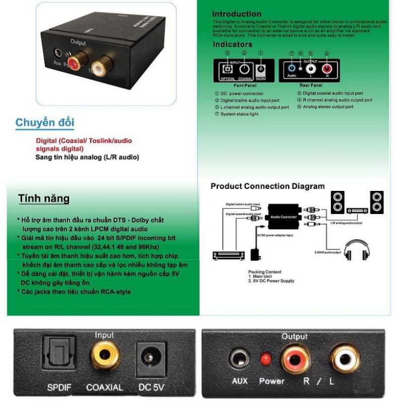 Bộ chuyển đổi âm thanh OPTICAL + Jack 3.5