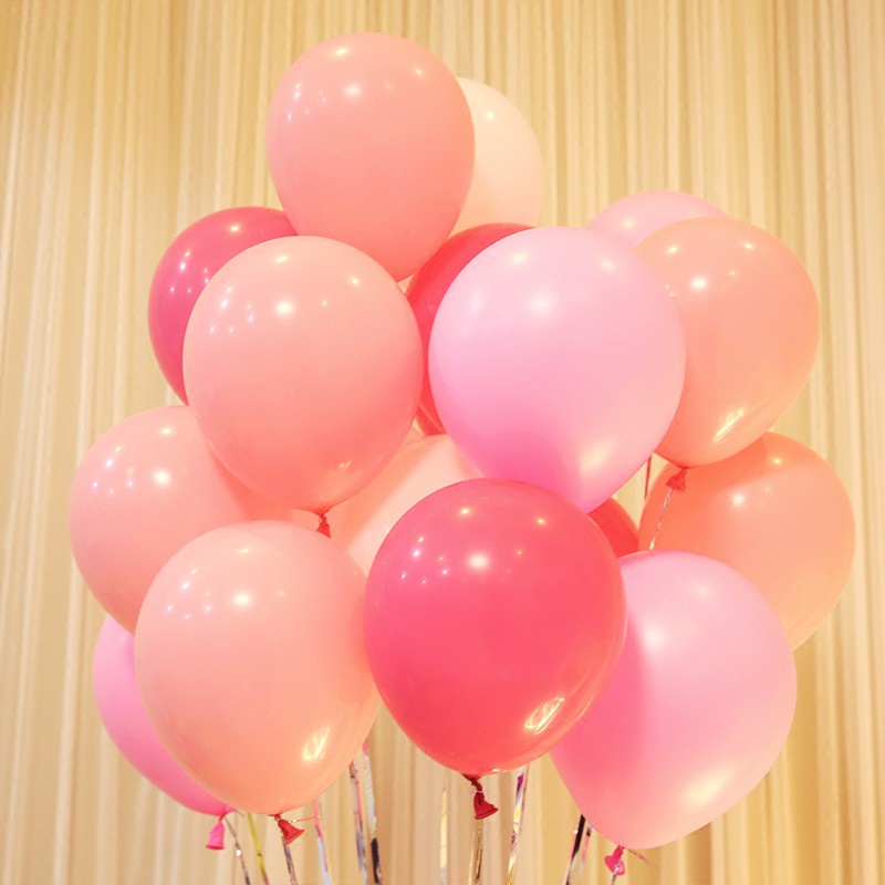 Sỉ 100 bóng bay cao su 10 inch 30cm màu hồng đậm HH881