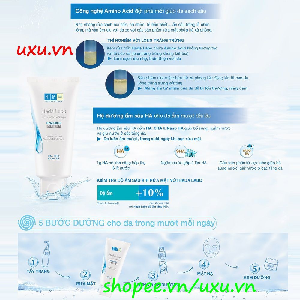 Sữa Rửa Mặt 80g Hada Labo Dưỡng Ẩm Tối Ưu Advanced Nourish Hyaluron Cleanser, Với uxu.Vn Tất Cả Là Chính Hãng.