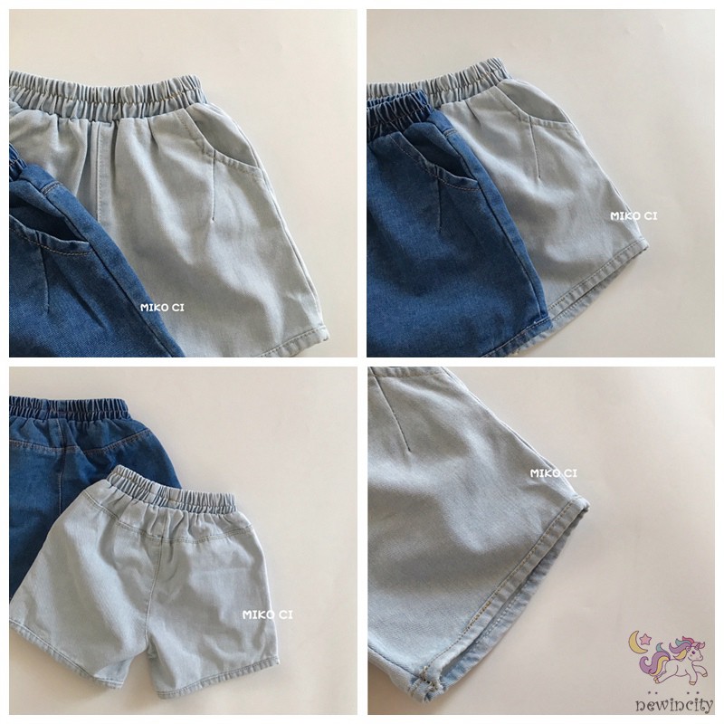 Quần Đùi Denim Kiểu Hàn Quốc Phong Cách Mùa Hè Dành Cho Bé Gái