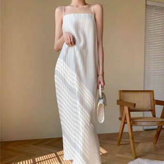 Đầm maxi hai dây tùng dập ly dáng suông Lala