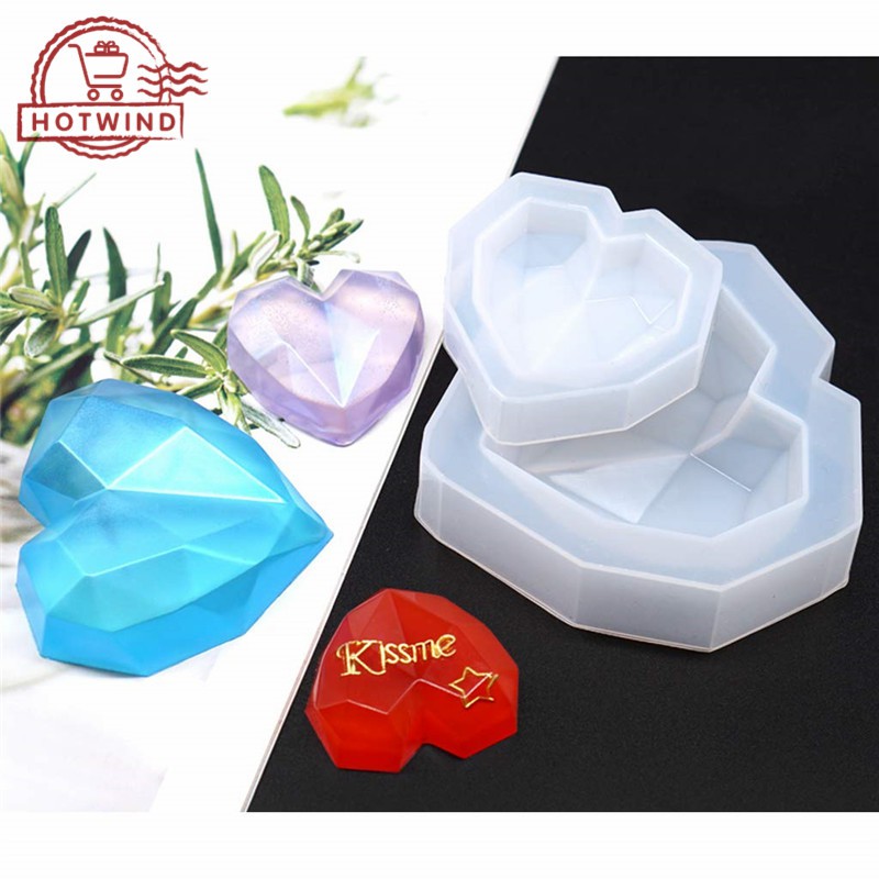 HW 3D Diamond Heart-shaped Silicone Mold Resin Art Silicone Mould Silicone Jewelry Making Molds