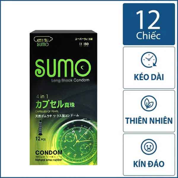 Bộ đôi 2 hộp bao cao su gân gai Sumo Nhật 4in1 kéo dài thời gian,tăng khoái cảm  Tổng kho bao cao su HN