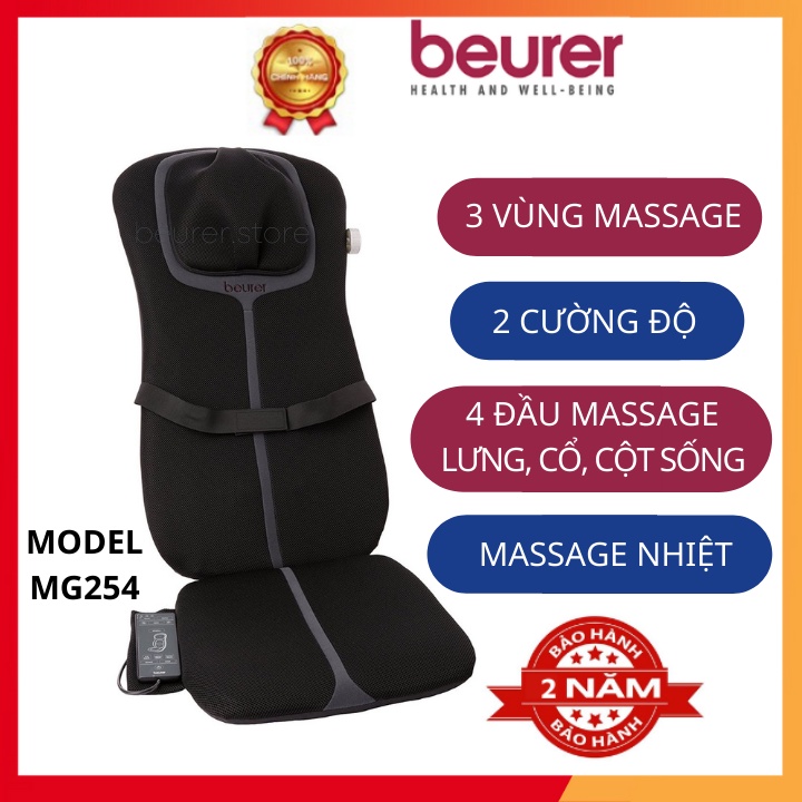 Đệm ghế massage hồng ngoại beurer MG254, massage lưng, cổ, cột sống, chất liệu cao cấp dễ vệ sinh