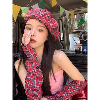 Egao/ mũ beret mũ nồi caro đỏ hot hit