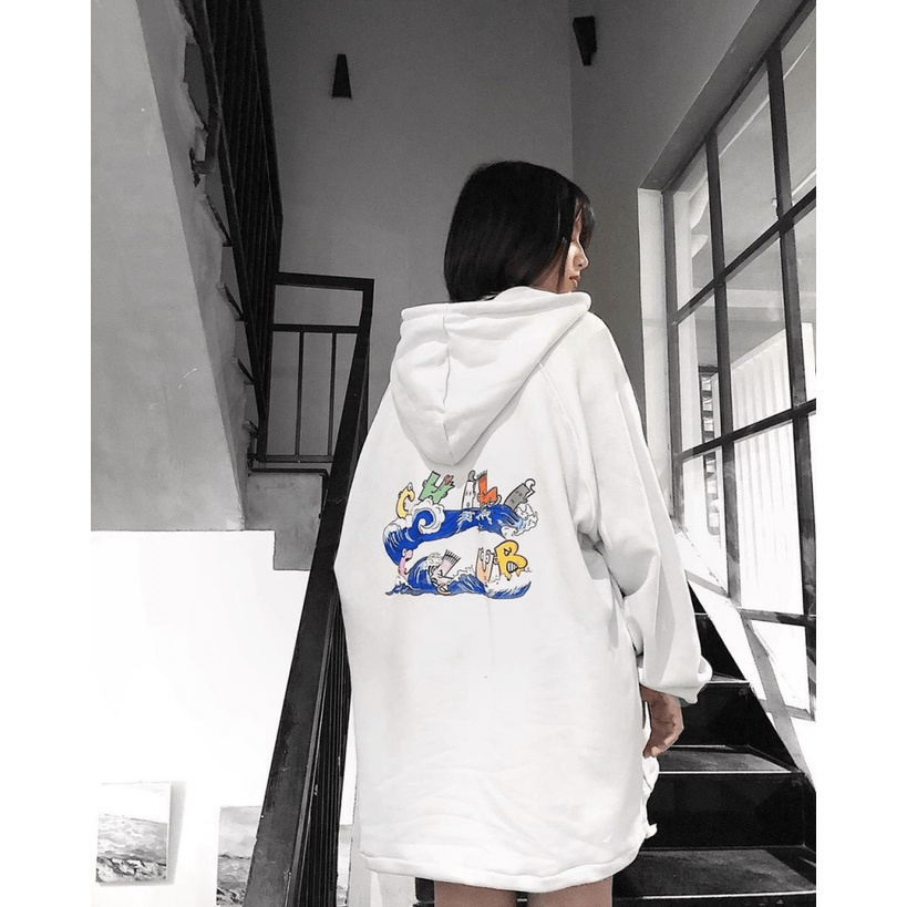 Áo khoác nữ Hoodie form rộng Khóa Dây Kéo IN Chữ Siêu Cute TP [NewUnisex]