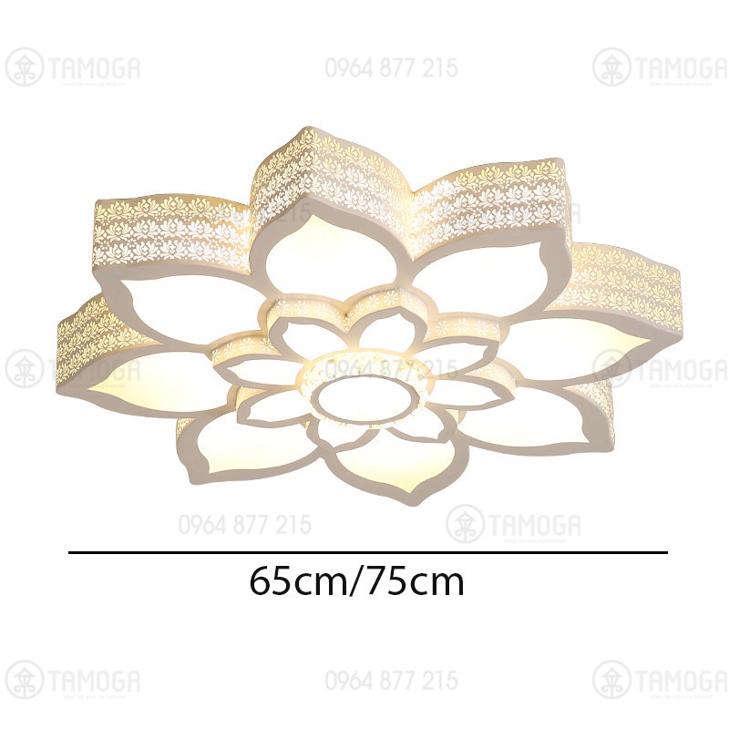Đèn mâm ốp trần hình CÁNH SEN OT 0904 cõ 700, 60mm + Tặng kèm Khiển